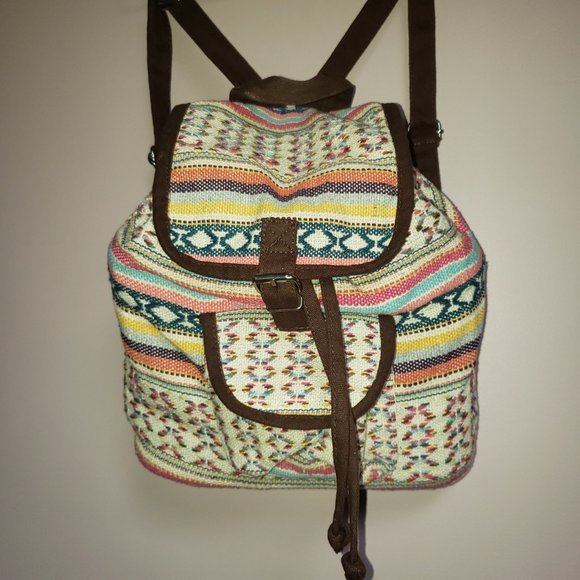 BOHO MULTICOLOUR EMBROIDERY BACKPACK RUCKSACK BAG - Pre-Owned - Picture 1 of 7